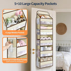 Yecaye Over The Door Organizer Storage, 5-Tier Heavy Duty Door Organizers Hanging with 10 Side Mesh Pockets, 44 lbs Load Capa