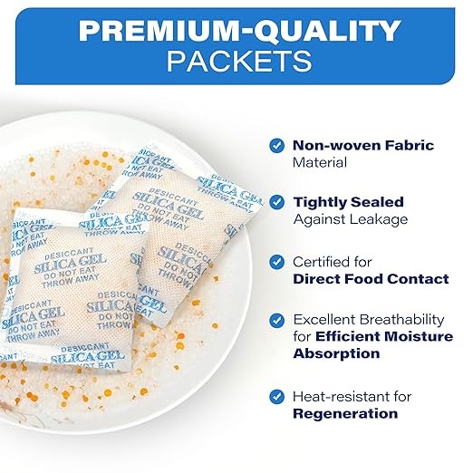 LotFancy Silica Gel Packets 20 Gram 15 Pack, Color Indicating Rechargeable Desiccant Packs, Moisture Absorber for Gun Safe, E