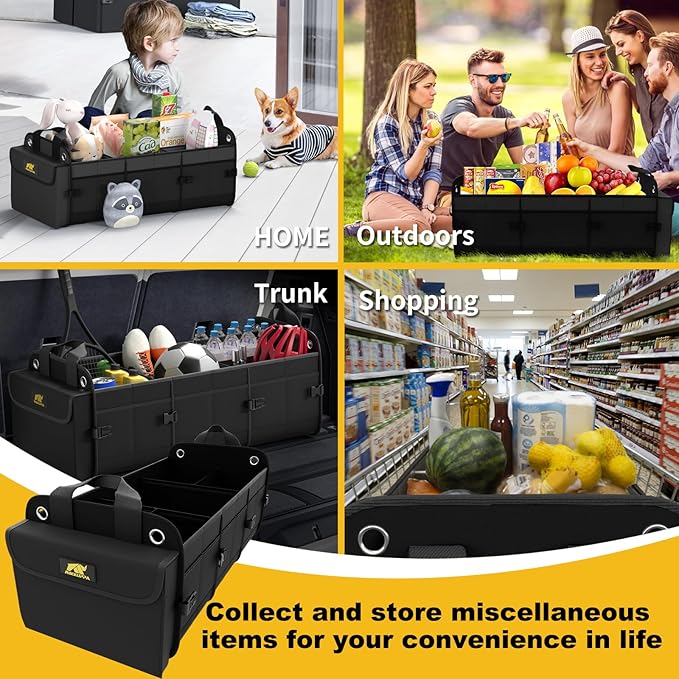 MIKKUPPA Car Trunk Organizer with Cooler - 100L Large Car Organizer, 1680D Oxford Collapsible Suv Trunk Storage with 2