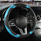Microfiber Leather Steering Wheel Cover, Breathable, Anti Slip, 13.5 inch to 14 inch, Black with Blue