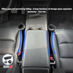 Seat gap filler Compatible with Model Y/Model 3.Deeper Than Standard Retail Models(7.5cm)|Added Cup Holder (2 Fixed Points) + Hooks + Charging Cable Port |2pcs Black| Free Window Break Hammer 1pcs|
