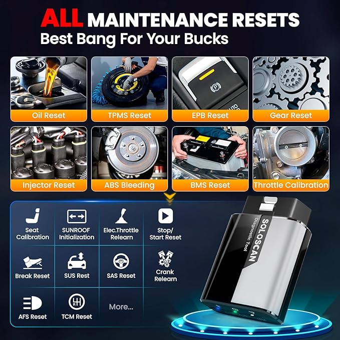 KINGBOLEN Soloscan for Land Rover Jaguar OBD2 Scanner Bluetooth, All Reset Service, Bidirectional Scan Tool for iOS & Android,