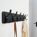 Dseap Coat Rack Wall Mounted - 24" Long 6 Tri Hooks, Heavy Duty Wooden Wall Coat Hanger Coat Hook for Clothes Hat Jacket Clot