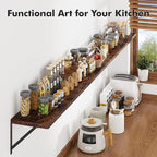 Floating Shelves for Wall, 24W x 8D Wide Bookshelf with Brackets Set of 3, Wood Wall Mounted Shelves for Living Room, Kitchen