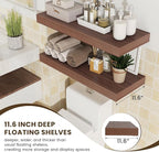 30 Inch Floating Shelves | 12 Inch Deep Walnut Floating Shelves Set of 2 | 30" W x 12" D Rustic Wood Shelves for Wall | Deep 
