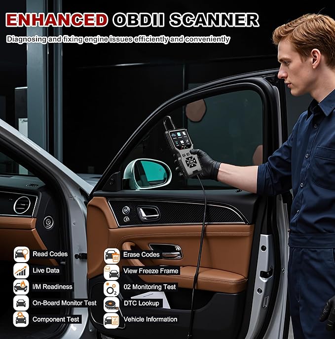 V519 OBD2 Diagnostic Scanner Tool - Vechicle Check Engine Light Code Reader with Battery Voltage Tester, I/M Readiness, Reset,