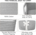 3-Pcs Shelf Baskets for Organizing, Closet Organizer Bins, Small Woven Baskets, Rope Toy Basket, Storage Basket for Shelves, 