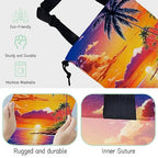 Beach Sunrise Car Garbage Bag,Palm Tree Waterproof Small Car Trash Bag Hanging Back of Seat,Drawstring Hanging Car Trash Bag with Adjustable Buckle for Car Accessories