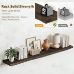 Vivelove Live Edge Floating Shelves 55 Inch Elm Wood, Rustic Farmhouse Wall Shelf with Invisible Bracket for Living Room Bedr