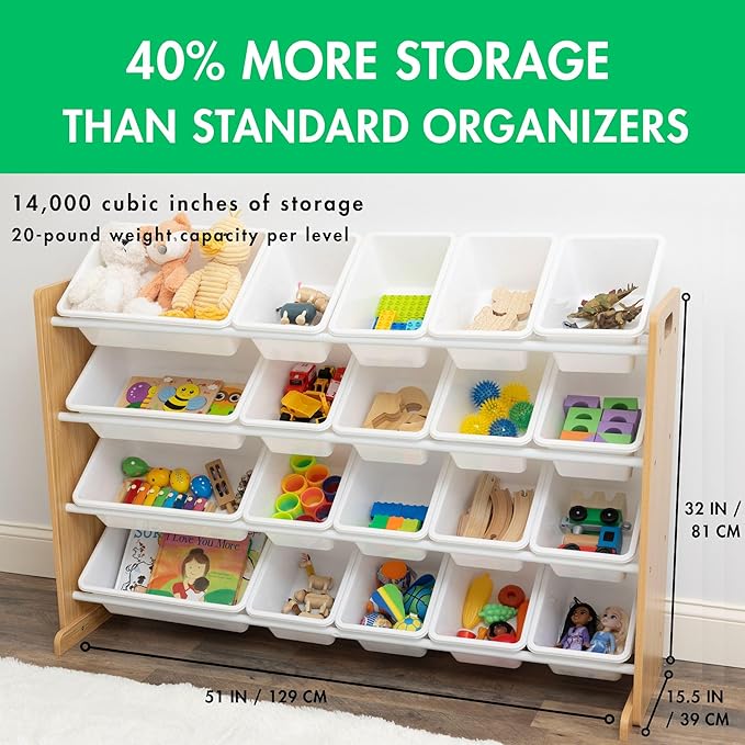Humble Crew Toy Storage Organizer with 20 Removable Storage Bins for Kids Playroom, 4-Tier Toddler Toy Organization and Stora