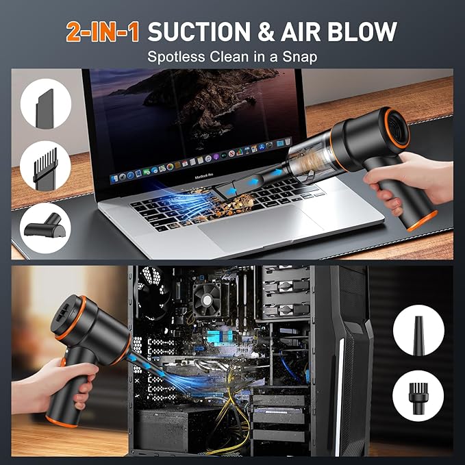 KMM Handheld Car Vacuum Cleaner, 9000PA Vacuum Cleaner & Air Duster, 120W High Power Vacuum Portable Cordless, Hand Held Vacu