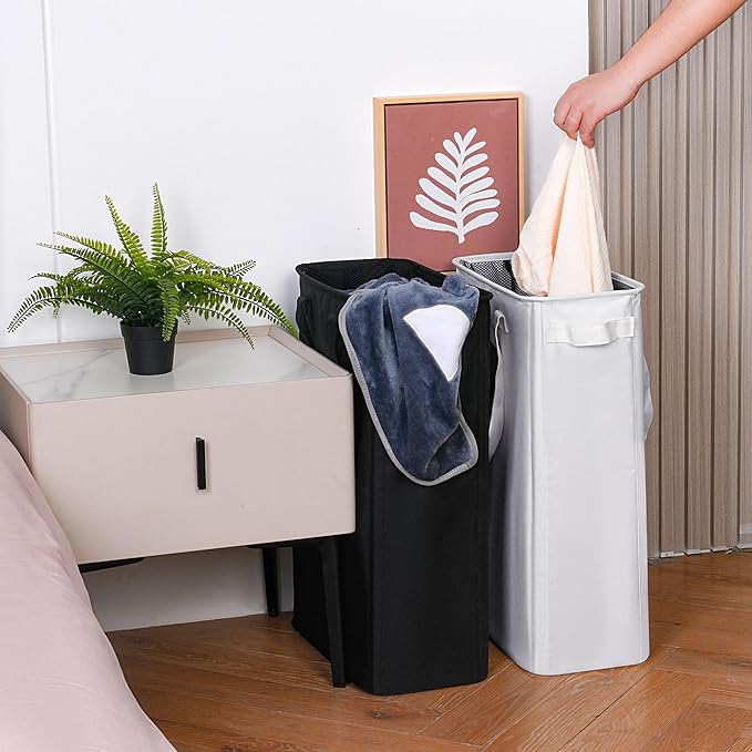 efluky Slim Laundry Basket, Narrow Laundry Hamper with Handles, Collapsible Dirty Clothes Hamper, Tall Laundry Bin for Laundr