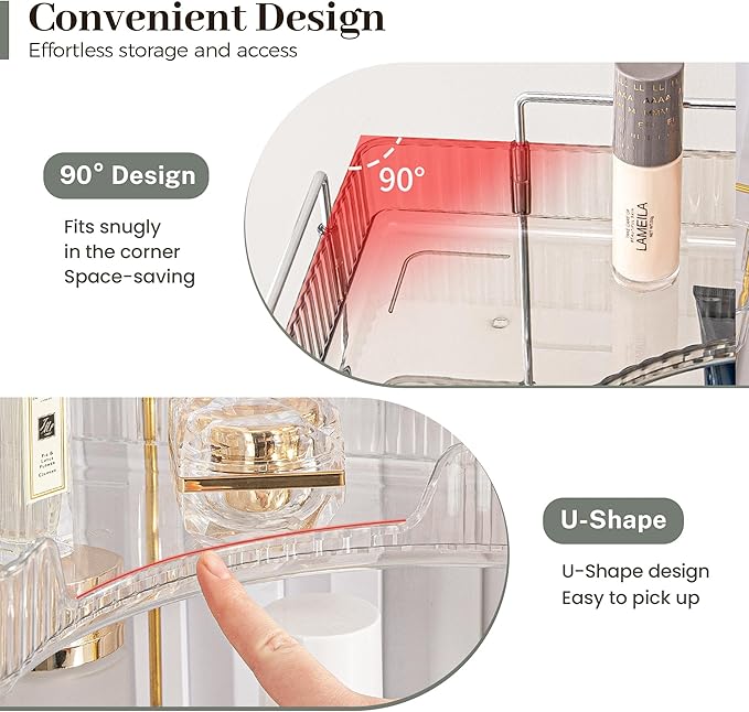 Aveniee Corner Bathroom Counter Organizer, Bathroom Countertop Shelf Makeup Organizer for Vanity Perfume Tray for Corner Stor