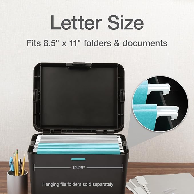 Pendaflex Portable File Box, Letter Size, 14.25" x 9.25" x 11", Black