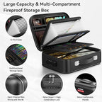 Fireproof Document Box, Hard Case Fireproof Box with Lock, Portable Hard-Shell Fireproof Water Resistant Document Safe for Im