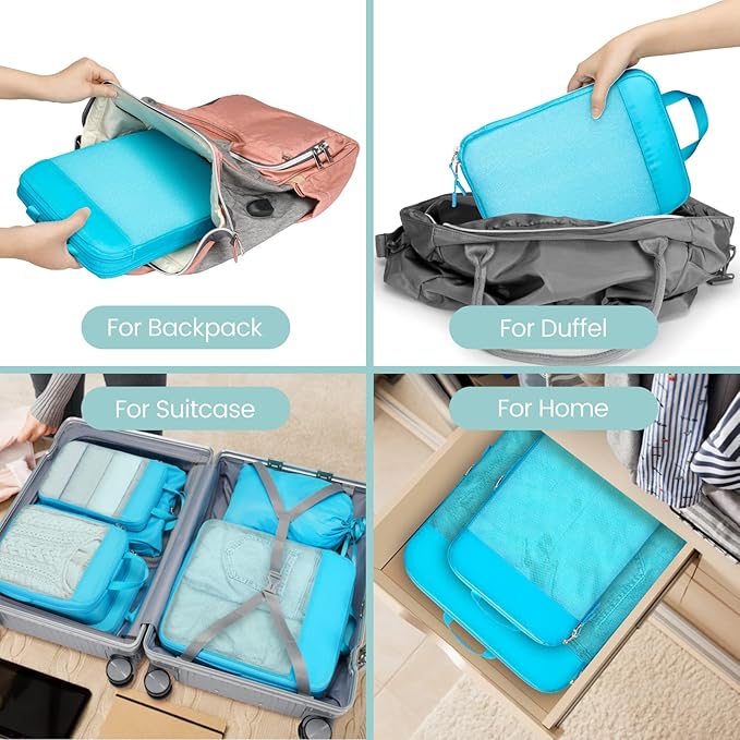 Cambond Compression Packing Cubes for Travel - Lightweight Expandable Travel Bags Luggage Organizers Travel Essentials Compre