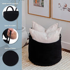 OrganiHaus Large Woven Storage Basket for Blankets and Toys 20" x 13" Inch, Rope Laundry Basket with Handles, Cushions & Pill