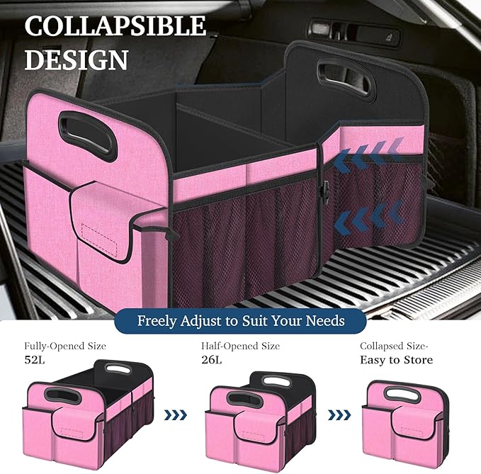 Femuar Car Trunk Organizer, Car Storage Organizer with Large Capacity Waterproof Collapsible Trunk Organizer for Car Suv/Jeep/