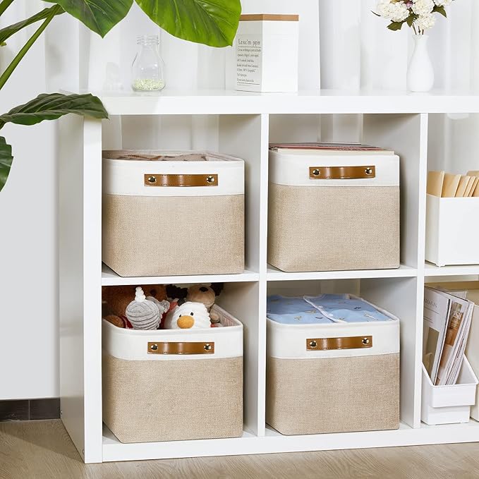 DULLEMELO Fabric Storage Bins for Laundry, Home, Foldable Storage Baskets for Shelves, Toys, Collapsible Storage Bins for Off