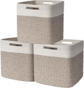 AELS Hand Woven Cotton Baskets for Storage, Cube Storage Bins with Handles, Foldable Collapsible Closet Organizers and Storag