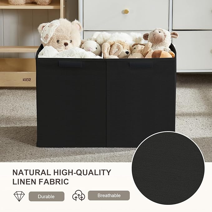 Large Toy Storage Box with Lid, Collapsible Toys Storage Organizer Bins with Dividers and Handles, Storage Chest Bin for Kids