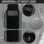 NBTEPEM Bling Car Floor Mats Full Set and Steering Wheel Cover, Universal Fit Most Cars, 4 pcs Sparkle Glitter Diamond Carpet, 5 pcs Bling Car Accessories Set for Women (Green Diamond)
