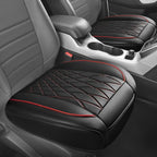 CAR PASS 2 Pack Leather Front Car Seat Covers, Bottom Seat Covers Full Wrapped with Storage Pocket, Anti-Slip PU Seat Protect
