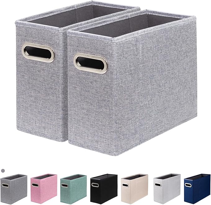 2 Packs Letter Size File Organizer, File Folders Organizer, Fabric Storage Box, Collapsible Paper Organizer with Metal Handle