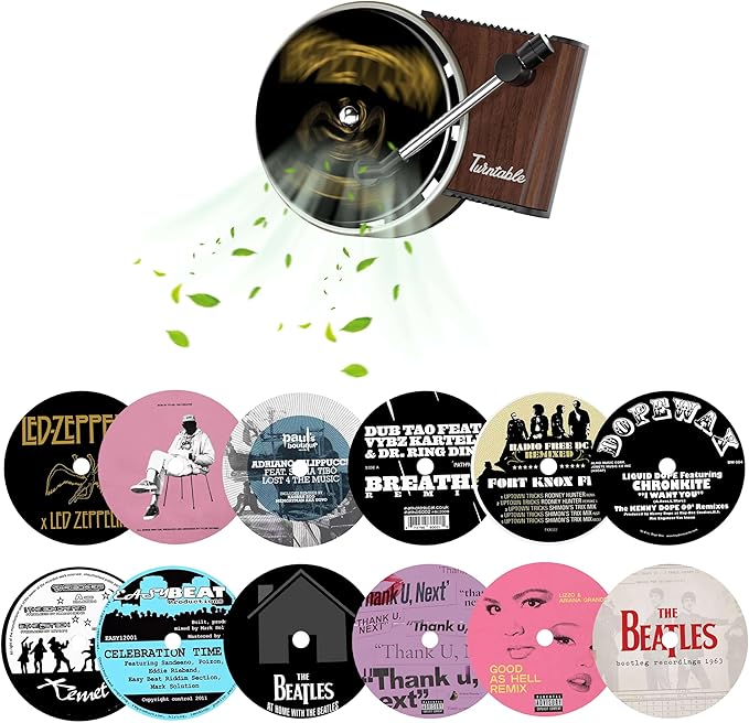 Maicican 12PCS Customizable Car Air Freshener Vent Clip, Pop Singer Album Cover Record Player Shape, Music Lover Gifts. (Fash