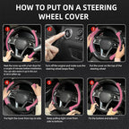 NBTEPEM Customized Auto Car Steering Wheel Cover for Honda Accord, Civic, CR-V, HR-V, Pilot, Microfiber Leather Sport Steerin