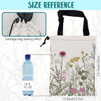 Car Garbage Bag Vintage Botanical Wildflowers Drawstring Car Trash Bag Hanging for Back Seat with Adjustable Buckle Canvas Vehicle Trash Can Easy-to-Install
