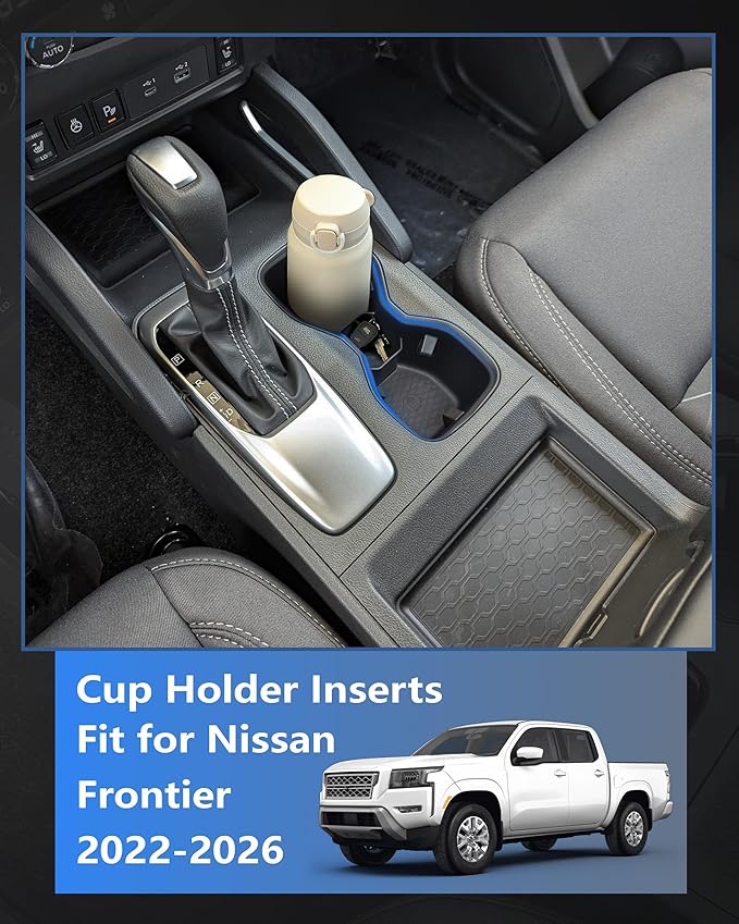 Cup Holder Inserts for 2022-2025 2026 Nissan Frontier Accessories, Non-Slip TPE Center Console Cup Holder Protector to Prevent Spills & Scratches for Frontier Interior Accessories