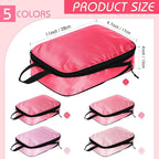 5 Pack Compression Packing Cubes for Travel Space Saving Cubes Luggage Organizer for Suitcase(Pink,S)