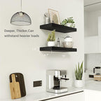 Vivelove Black Bathroom Shelves Over Toilet, 16" Floating Shelves, Wall Shelf for Bathroom Bedroom, Living Room, Kitchen, Off