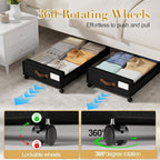 Yecaye Under Bed Storage with Wheels, 4 Pack Under the Bed Storage Containers with Lids & Label, XXL 60L Rolling Underbed Sto