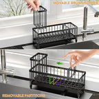 Cisily Sponge Holder for Kitchen Sink, Sink Caddy Organizer with High Brush Holder, Kitchen Countertop Organizers and Storage