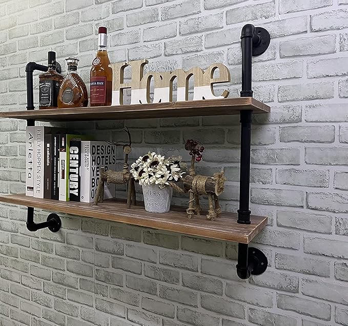 Pipe Shelves Industrial Pipe Shelving Shelves Real Wood Industrial Floating Pipe Shelves with Wood Planks 36 inch Wall Shelve