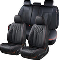 Coverado Car Seat Covers Full Set, 5 Seats Leather Seat Covers for Cars, Waterproof Front and Rear Car Seat Protectors Cushio
