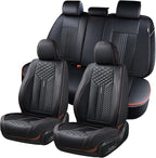 Coverado Car Seat Covers Full Set, 5 Seats Leather Seat Covers for Cars, Waterproof Front and Rear Car Seat Protectors Cushio