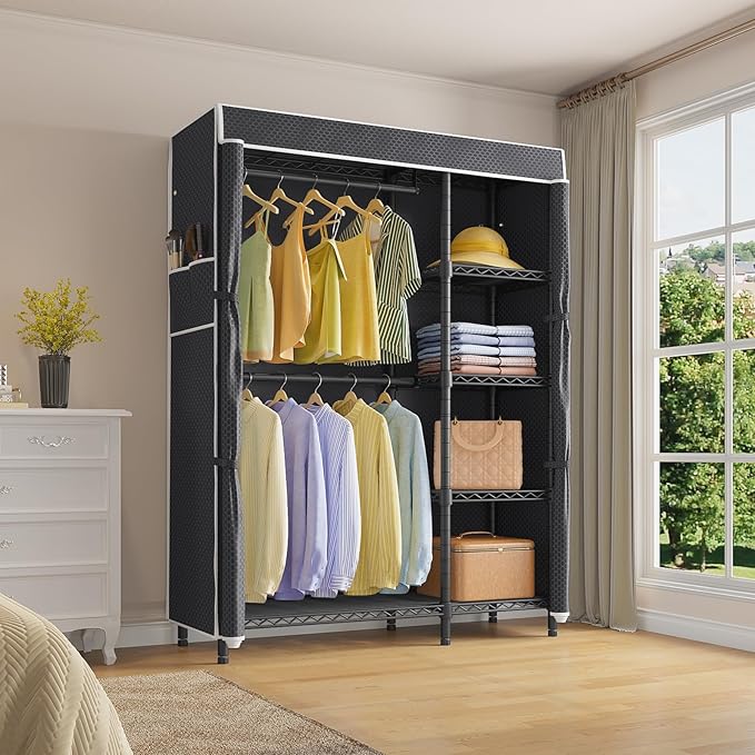VIPEK V7C Garment Racks with Cover Portable Closets for Hanging Clothes, Heavy Duty Clothes Rack with Shelves Metal Closet Wa