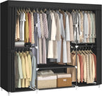 MOGELAFOO 64.5" Closet Wardrobe, Portable Closet for Bedroom, Freestanding Clothes Rack with Non-Woven Fabric Cover, 5 Hangin