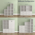 Homes: Inside + Out Apexa 2-Cube Storage Organizer Shelves, Stackable Wood Bookcase Fits Cubby Bins for Organization, Dorm Te