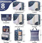 8 Set Packing Cubes for Travel, Gifts for Women Mom,Anti-Tearing Suitcase Organizer for Luggage with Shoe & Hanging Toiletry 