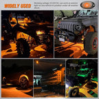 Nilight LED Rock Light 4PCS Amber Underglow Wheel Well Fender Pods Waterproof Exterior Underbody Roof Rack Side Lamps for 12V 24V Car Truck Pickups ATV UTV SUV Motorcycle Boat