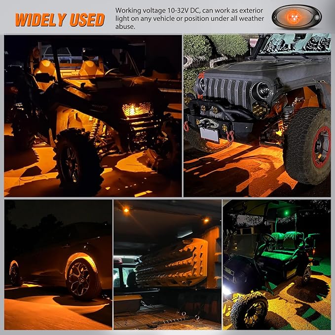 Nilight LED Rock Light 4PCS Amber Underglow Wheel Well Fender Pods Waterproof Exterior Underbody Roof Rack Side Lamps for 12V 24V Car Truck Pickups ATV UTV SUV Motorcycle Boat