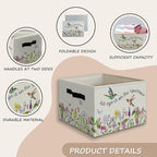 Wildflower Hummingbird Christian Foldable Storage Bins Box with Handles, His Eye Is on the Sparrow Religious Collapsible Orga