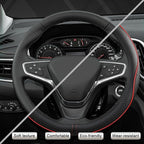 West Llama Microfiber Leather Car Steering Wheel Cover for Chevy Silverado,Tahoe,Equinox,Traverse,Trailblazer,Colorado (Black