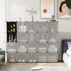 C&AHOME Cube Storage Organizer, 20-Cube Storage Shelving with Doors, Modular Book Shelf, Plastic Shelves Organizing Units, Id