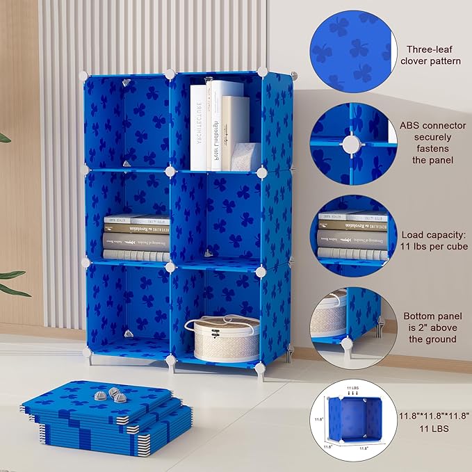 UNKU Cube Storage Organizer, 16 Cube Closet Organizer Storage Shelves, DIY Stackable Bookcase, Clothes Organizer Shelf for Cl
