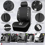 CAR PASS Leather Bling Diamond Car Seat Covers 2 Front Interior Sets, Waterproof Universal Shining Glitter Crystal Sparkle Fit for 95% Automotive Truck SUV Cute Women Girl, Black Rhinestone